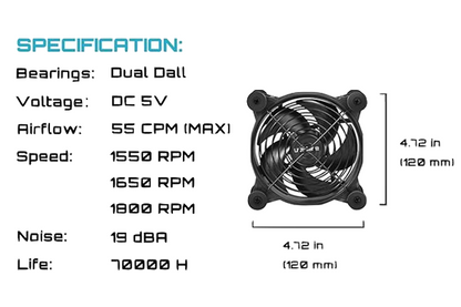 Lüfter für IceRiver KS0 Pro, Ultra und AL0 120mm, Multi-Speed-Control, Metallschutzgitter mit USB Anschluss - Miner4You